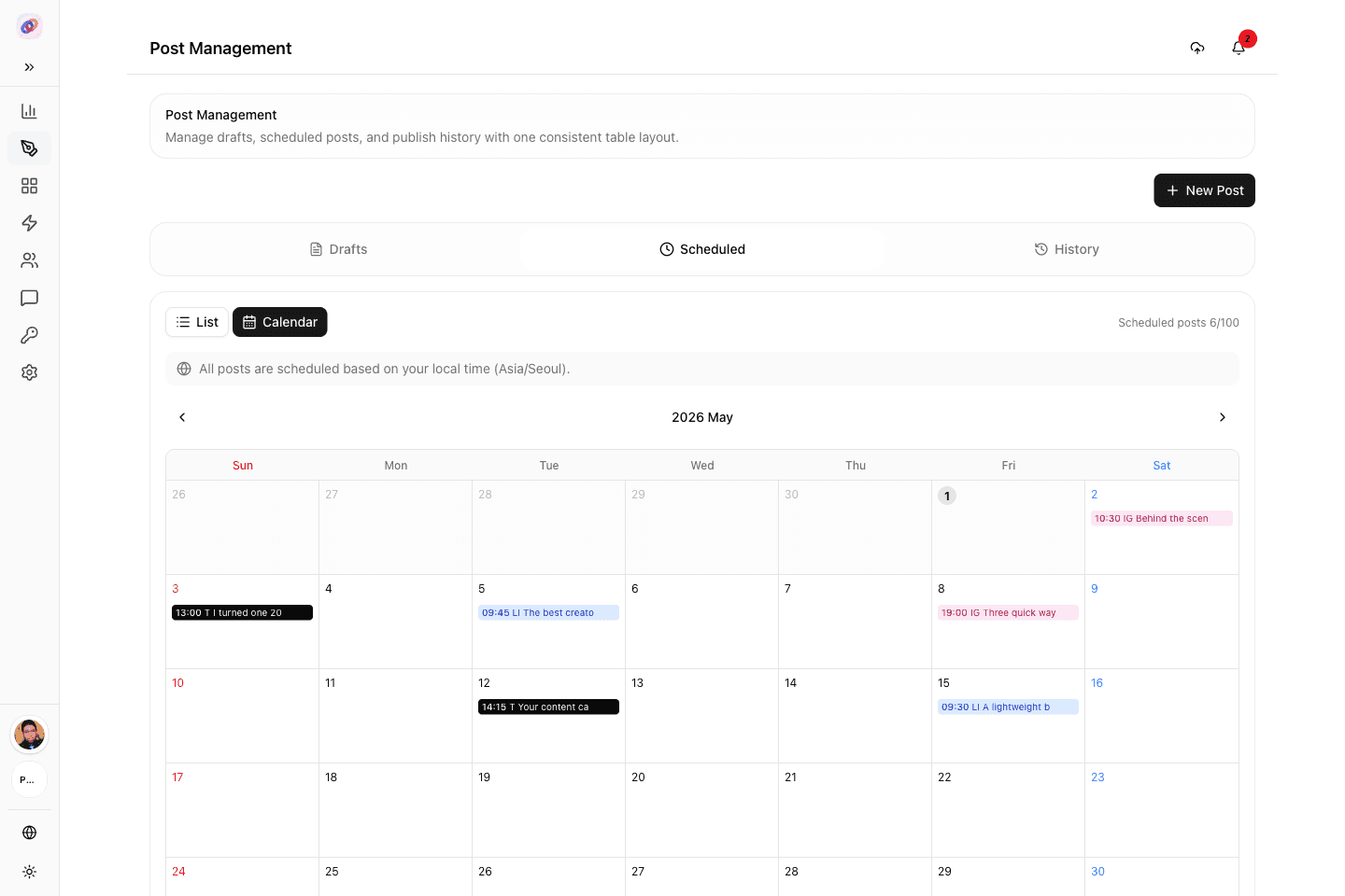 A whole week in one glance.